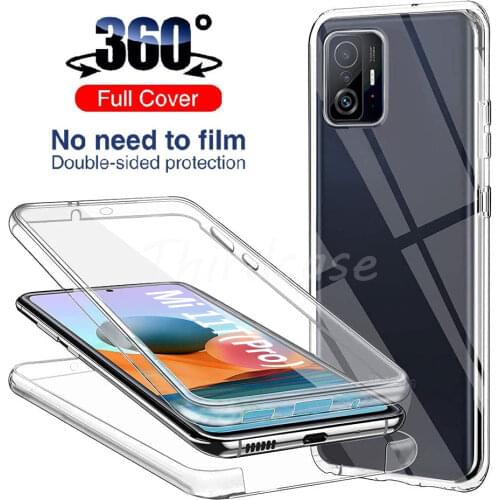 360 Double PC+Silicone Case for Xiaomi Mi Poco X3 NFC M3 Pro Note 10 9T Mi 10T Pro 9 SE Mi A1 A3 A2 Lite Full Body Clear Cover