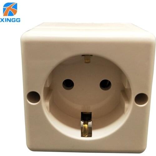 EU European AC Power Electrical Industrial Single Wall Outlet Socket Rewireable Plug Adaptor Extention Cord Extender Connector