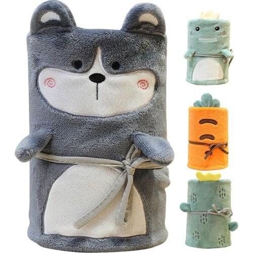 Flannel Blanket Quilt Cute Cartoon Animal Air Conditioning Blanket Roll Blanket Nap Blanket Can Be Stored