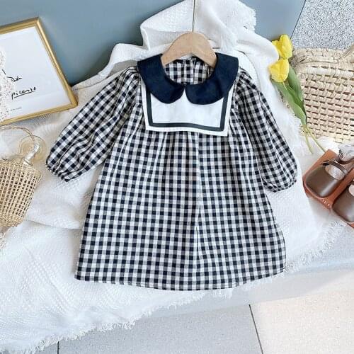 Baby Girl Plaid Dress Autumn Fall Kids Fashion Clothes Long Sleeve Princess Vestidos Childrens Casual Costume Spring Outfits