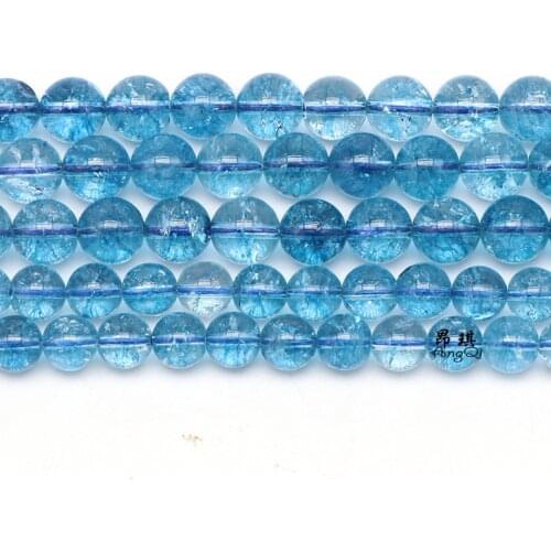Natural Lake Blue Peridot Crystal Quartz Round Beads 4 6 8 10 12MM Pick Size For Jewelry Making Bracelet Accessories 15'' Strand