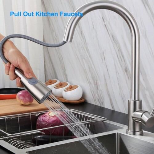 Free Shipping superior quali Black Kitchen Faucet Two Function Single Handle Pull Out Mixer Hot and Cold Water Taps Deck Mounted