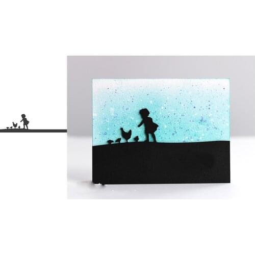 Metal cutting dies panorama easter girl rabbit frame cut die mold Scrapbook cards making paper craft knife mould new 2020