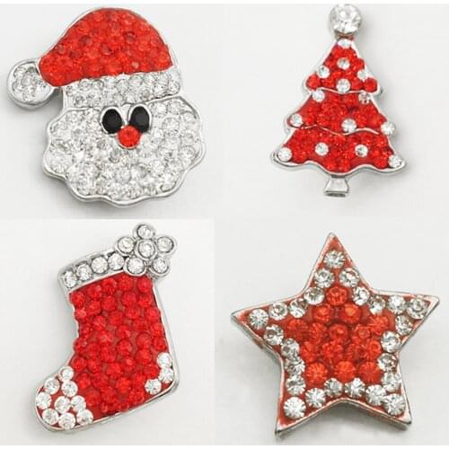 MN1037 Christmas ELK Five-pointed star tree Snap Button Metal Jewelry For Bracelet (fit 18mm 20mm Snap)