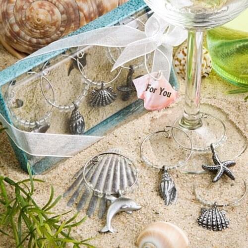 Starfish shell Wine Charm beach Bridal baby Shower wedding Bachelorette hen Party ocean Mermaid birthday bride to be decoration