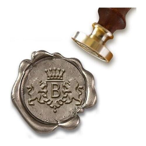 Custom Initial Wax Seal Kit--Lions Shield & Crown Futura #2704-1" Die