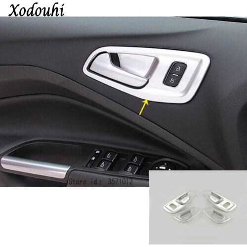 For Ford Kuga Escape 2017 2018 2019 2020 Car Cover Stick Trim ABS Chrome Door Inner Handle Bowl Frame Lamp Armrest Handrail