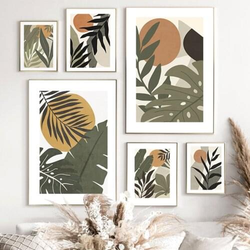 Monstera Palm Leaf Plant Abstract Wall Art Boho Canvas Painting Nordic Posters And Prints Wall Pictures For Living Room Decor