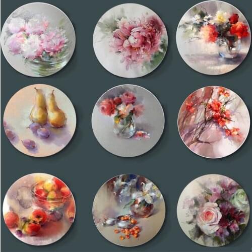 Exquisite Design Olena Duchene Painting Wall Plate Ceramic Art Background Decorative Plate Home & Garden Crafts Flower Art Plate