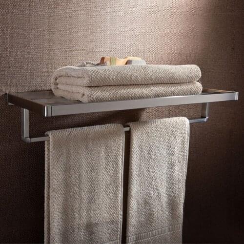 Wall mounted Bathroom Brushed Nickel stainless steel shelf Double-deck Towel rack holder Bathroom accessories