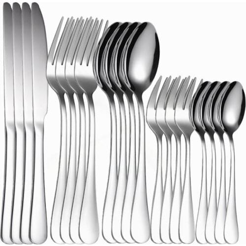 Stainless Steel Cutlery Set Kitchen Tableware Spoon Fork Knife Set Silver Dinnerware Western Cutlery Set 20 Piece Dinner Sets
