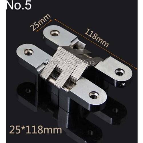 5PCS 25x118mm Invisible Concealed Cross Door Hinge Stainless Steel Hidden Hinges Bearing 40KG With Screw For Folding Door K99