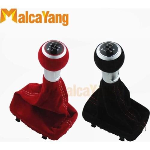 2019 NEW Black Red 5 Speed Suede Leather Complete Gear Shift Knob Boot Cover Gaiter For Audi A3 S3 2001 2002 2003