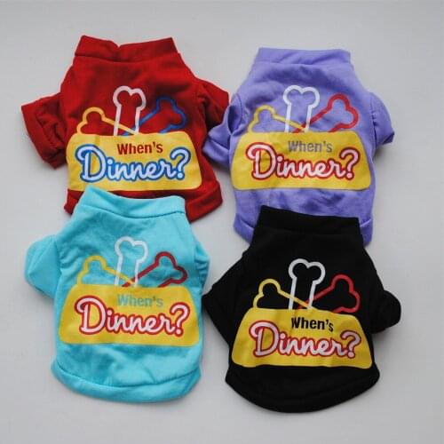 Dog Clothes Soft Cotton Puppy Letter Print Pet T-Shirt Sweaters for Small Dogs Pet Cotton Short Sleeve Dog Vest