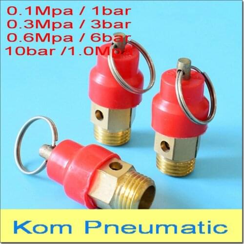 Wholesale 100pcs/lot 1/4'' BSP Air Compressor Safety Release Valve Pressure Relief Regulator 1bar 3bar 6bar 10bar