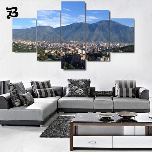 Landscape Art 5 Pieces Canvas Painting Mountain Blue Sky Wall Art Poster Print Modern Home Decoration Living Room Wall Pictures