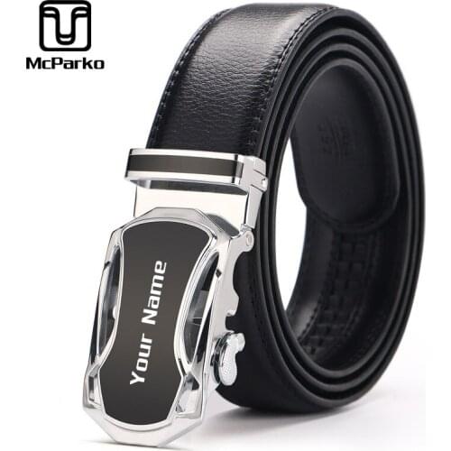 Customized Initials Belt for Men Fashion Men Leather Belts Customation Engrave Name LOGO Automatic Buckle Black Belts Man Gifts