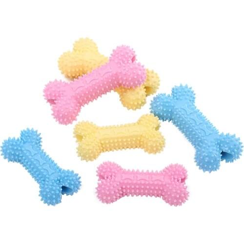 Rubber Dog Toy Bite-proof Funny Dog Teething Toy Bone Shaped Dog Tooth Cleaning Chewing Playing Toys Pet Puppy Supplies
