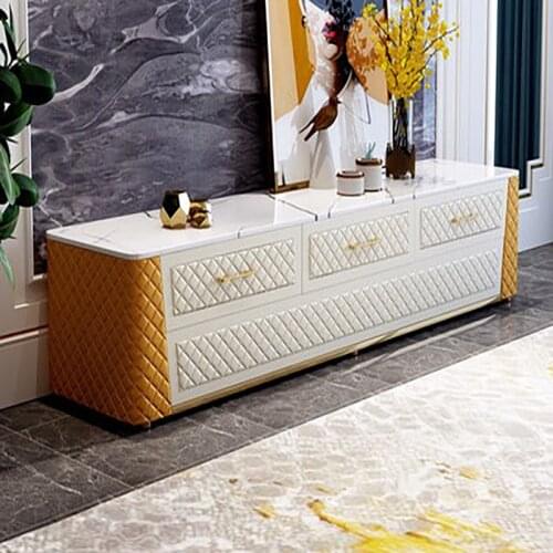 Light luxury marble coffee table TV cabinet combination Hong Kong-style minimalist post-modern high-end living room storage