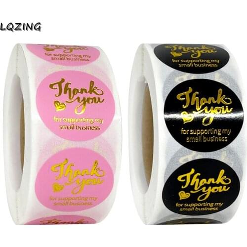Pink/Black Gift Sealing Sticker 500pc Hot Gold Thank you Love Design Diary Scrapbooking Stickers Festival Party Gift Decor Label