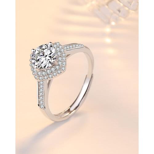 925 Sterling Silver Classic Square Cubic Zirconia Wedding Engagement Promise Statement Rings Jewelry For Women S-R276