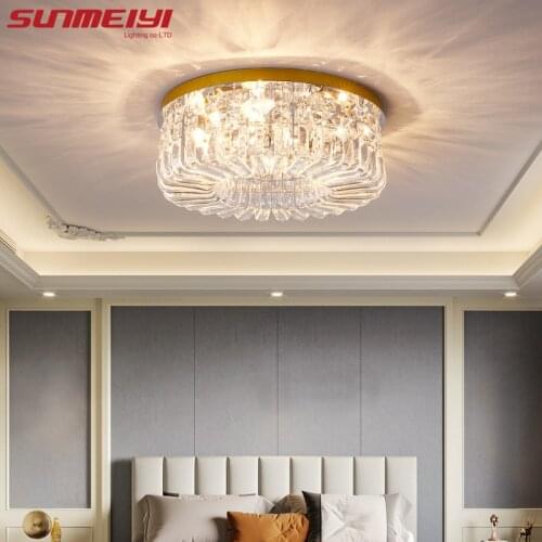 Nordic Led Ceiling Lights Black Gold Room Lamp For Bedroom Living Room Dining Room Kitchen Crystal Ceiling Lamp Hallway Decor