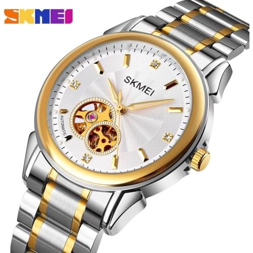 SKMEI Automatic Mechacial Watch For Men Fashion Hollow Dial Mens Wristwatches Luminous Waterproof Hour Watches reloj hombre