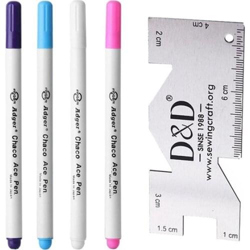 Water Erasable Pen Fabric Marker Pen & Metal Sewing Measuring Gauge Patchwork Ruler DIY Tailoring Craft Sewing Tools