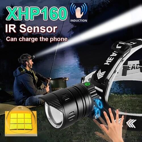 Super XHP160 Powerful Led Headlamp High Power Head Flashlight XHP90 Rechargeable Led Headlight 18650 USB Fishing Head Lamp Light