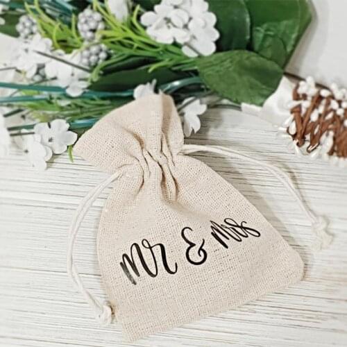 Mr Mrs bride groom beach country Rustic Boho Wedding engagement Ring Pillow Bearer Alternative Bag Wedding decoration favor