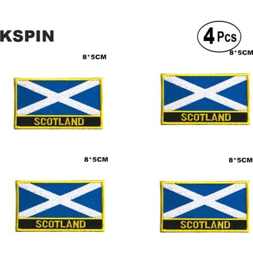 SCOTLAND BLUE Rectangular Shape Flag Iron on Saw on Patches Embroidered Flag Patches National Flag Patches for Clothing