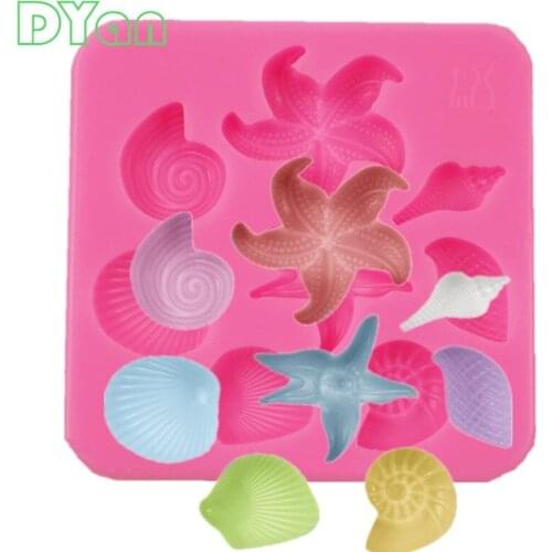 Cake Decoration Tools DIY Sea Creatures Conch Starfish Shell Fondant Cake Candy Silicone Molds Creative DIY Chocolate Mold A1734