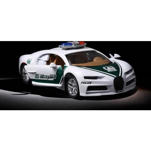 1:32 Scale Toy Car Dubai Police Bugatti Chiron Metal Alloy Sports Car Diecasts Vehicles Model Toys For Children Kids Collection