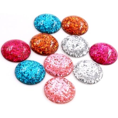 10pcs 25mm Bright Wafer Mixed Color Flat Back Resin Cabochons Cameo Fit 25mm Cabochons Cameo Tray Setting Bracelet