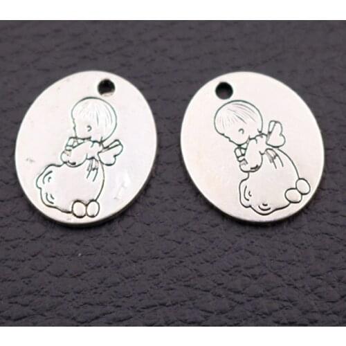 10pcs Cute Baby Tags Charm Necklace Bracelet DIY Jewelry Pendants For Metal Handicraft making 20*18mm A2163