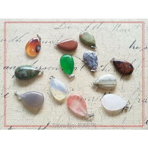 12PCS Water Drop 16*25MM Mix Natural Semi-precious Stone Necklace Jewelry Pendants