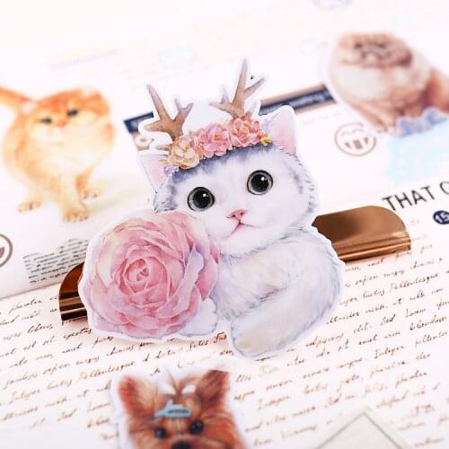 14pcs cute Cartoon Animal cat and dog 2 stickers DIY Laptop kids Waterproof DIY Decals Sticker for Fridge Suitcase Stationery