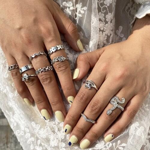 2021 Matching Rings for Women Gold Jewelry Bohemia Style snake Ring Set Anillo Bague Femme Anillos Slytherin Accessories