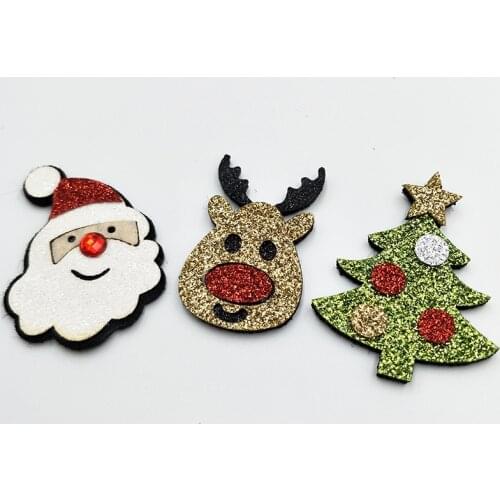 30PCS/Lot Mix Style Merry Christmas Padded Applique Crafts for Children Headwear Hair clip Accessorie and Garment Accessoires