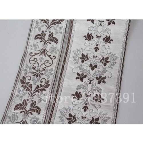 5yards/lot wide 6-9cm Woven Jacquard Ribbon flowers design for clothing accessory LS-0586