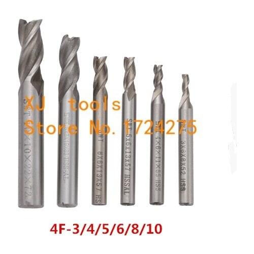 6pcs 3/4/5/6/8/10mm End Mill Set HSS 4 Flute/2 Flute/3 Flute Blades Milling Cutter Router Bit CNC Mill Drill Bit For Power Tools