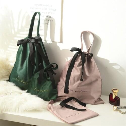 Velvet Drawstring Pouch Storage Bags Pockets Hair Dryer Bag Wedding Souvenir Cosmetic Bow Tie Bag Christmas Gift Pouches