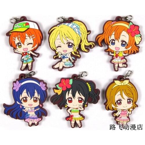 Love Live Anime keychain Kotori Nico Rin Umi Maki Chika Dia Riko Yoshi kc Kunikida Kanan Rubber Keychain Keyring Phone Strap