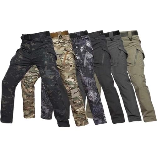 Shark Skin Soft Shell Pants Lining Fleece Military Tactical Trousers Winter Waterproof Pants Hiking Camping Trekking Fishing