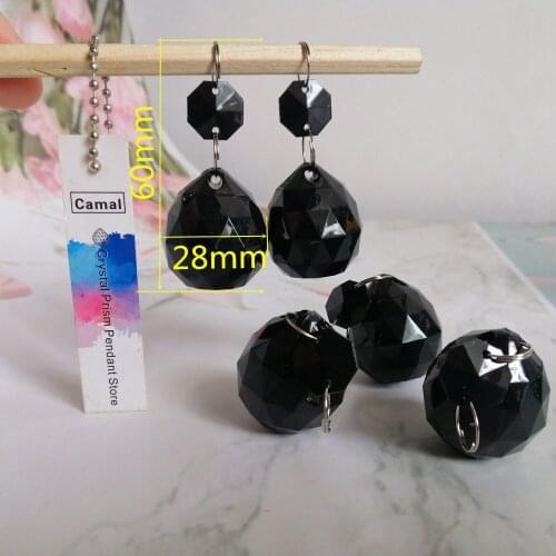 Camal 5pcs Black Acrylic Octagonal Bead 32mm Diamond Ball Pendant Garland Chandelier Hanging Party Wedding Centerpieces Curtain