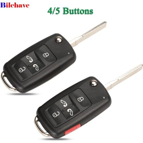 Bilchave 4/5 Buttons Folding Flip Remote Car Key Shell Fob For Volkswagen VW Sharan multivan t5 Caravelle Replacement