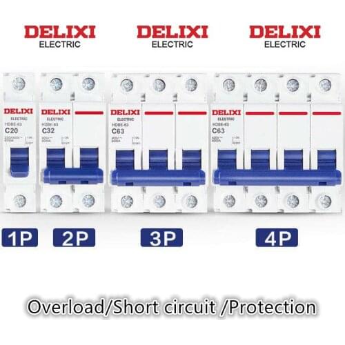 DELIXI HDBE 4P Mini Circuit Breaker 6-125A Rated Current Plastic Air Switch 50HZ