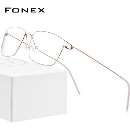 FONEX Titanium Alloy Glasses Men Prescription Eyeglasses Frame New Women Myopia Optical Korean Morten Screwless Eyewear 98624