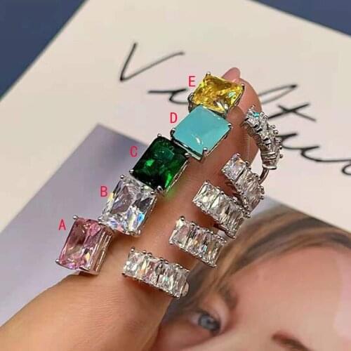 Funmode Shiny Yellow Green Pink Clear Open Adjustable Rings For Women Couple rings bijoux anillos mujer Wholesale FR220