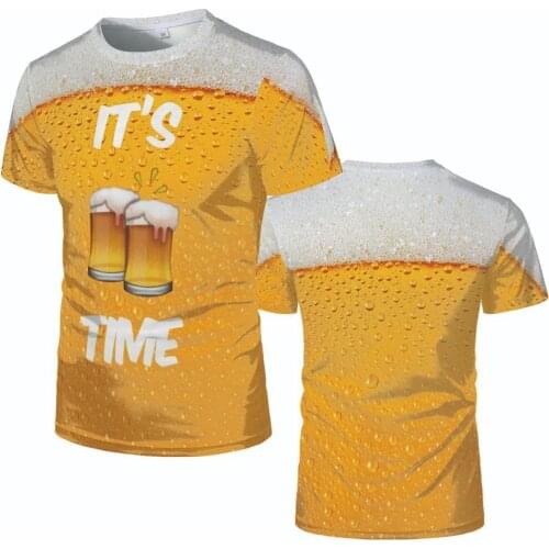 Summer Men O-Neck Clothing T Shirt Funny Beer 3D Printed For Men And Women Party Top Couple Elastic TOversized T-Shirt Sets